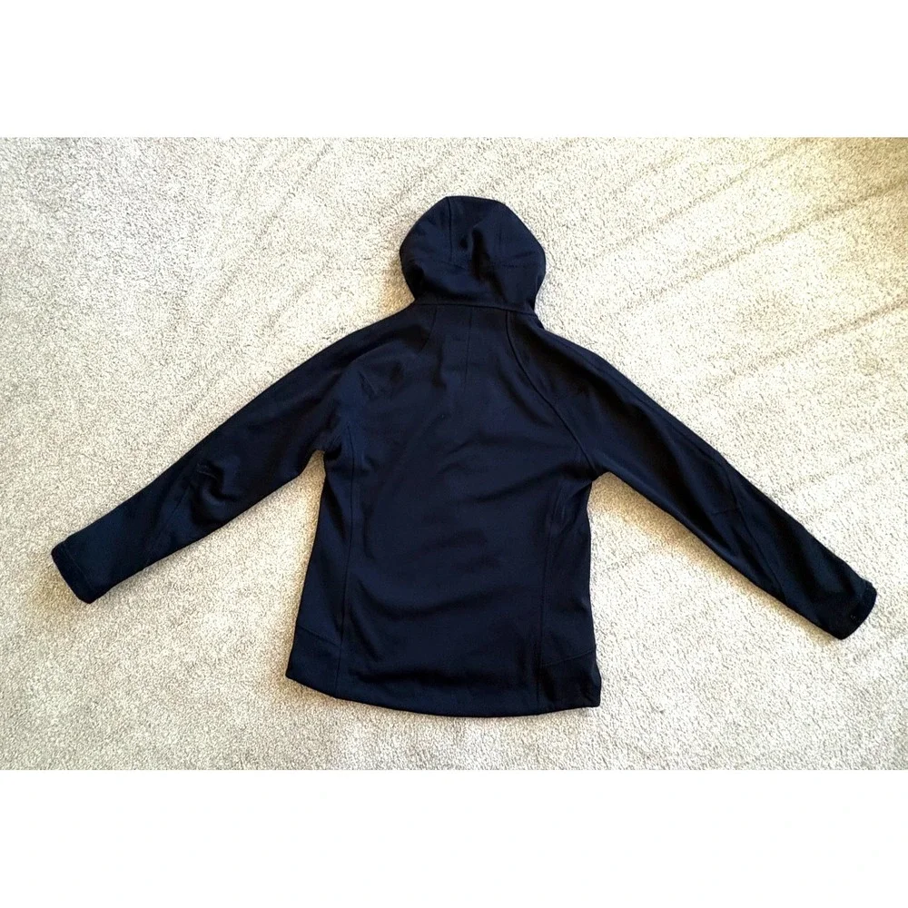 Merrell Softshell Hooded Jacket Womens Small Black Full Zip Fleece Lined Outdoor